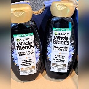 2 New Garnier Whole Blends Magnetic Charcoal Purifying Shampoo. 370ml